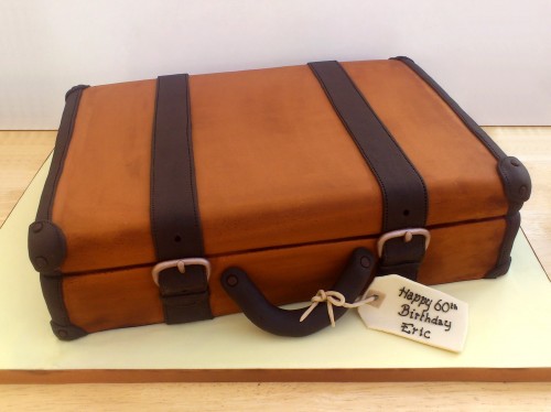 vintage suitcase with straps novelty birthday cake
