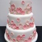 3 tier pretty pink floral wedding cake
