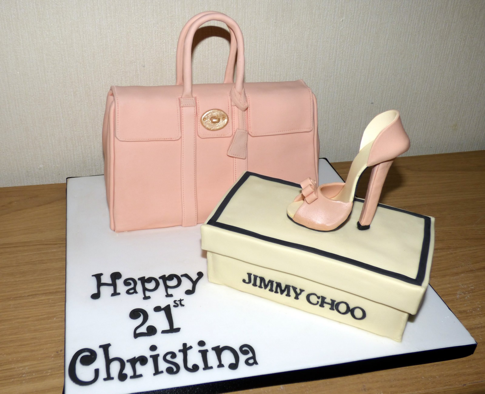 Pink Mulberry Handbag Cake with Jimmy Choo Shoe