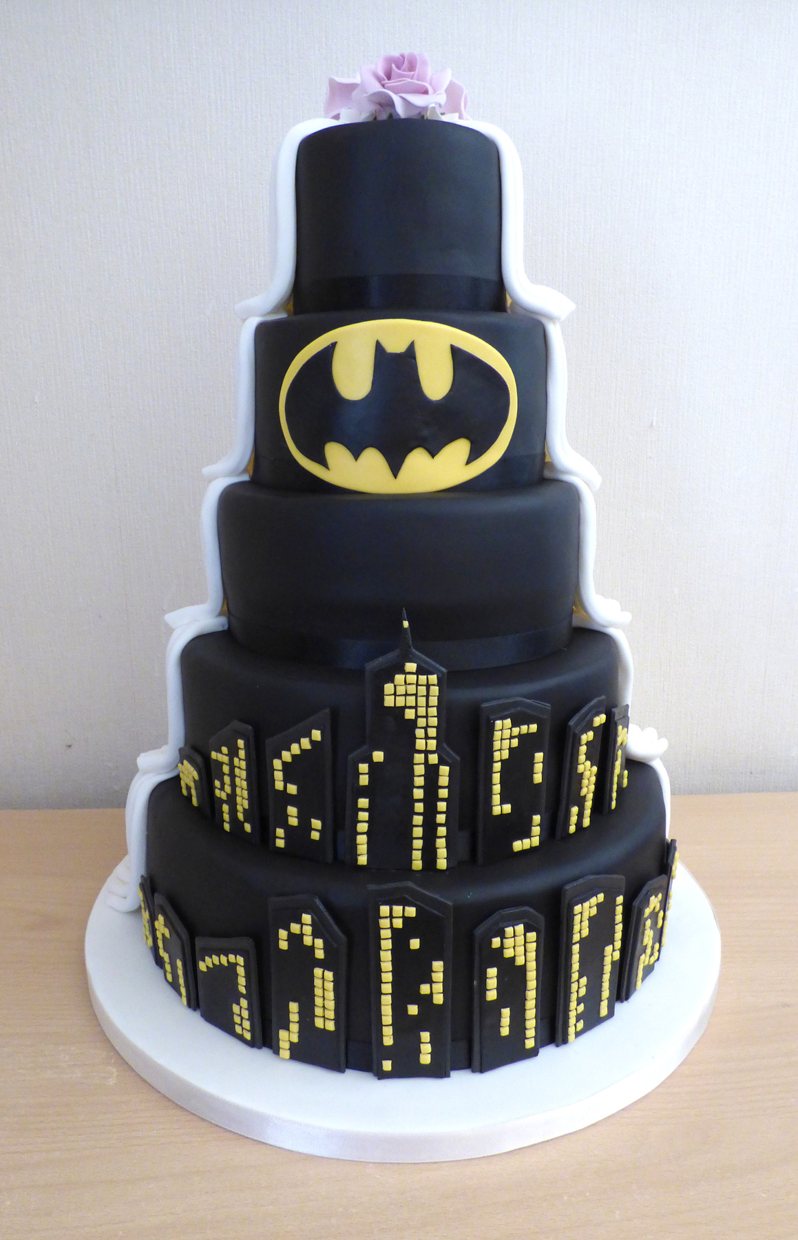 5 Tier Half and Half Batman Themed Wedding Cake | Susie's Cakes