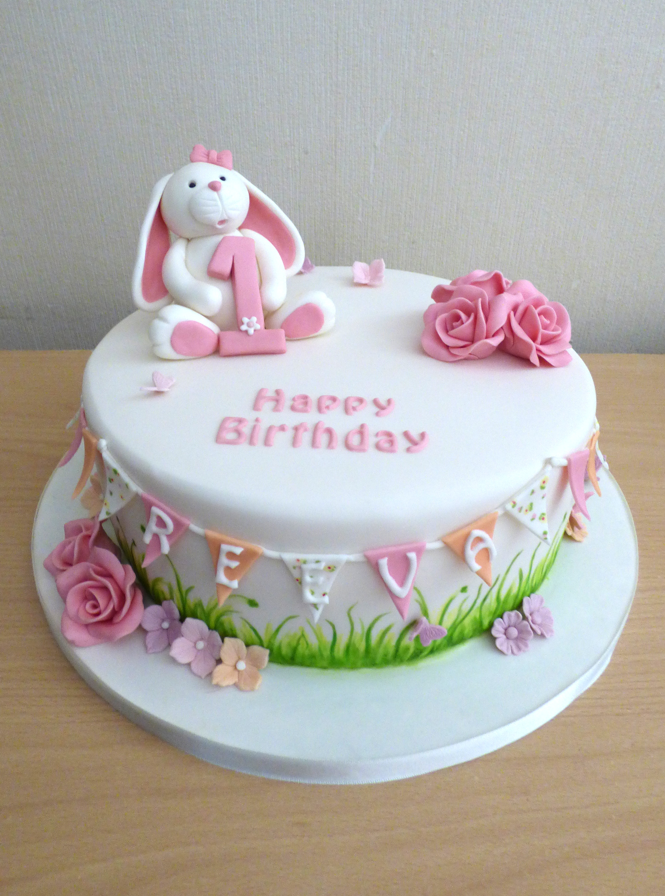 Shy Rabbit Bunny Cake In Pastel Pink Ombre And Macarons