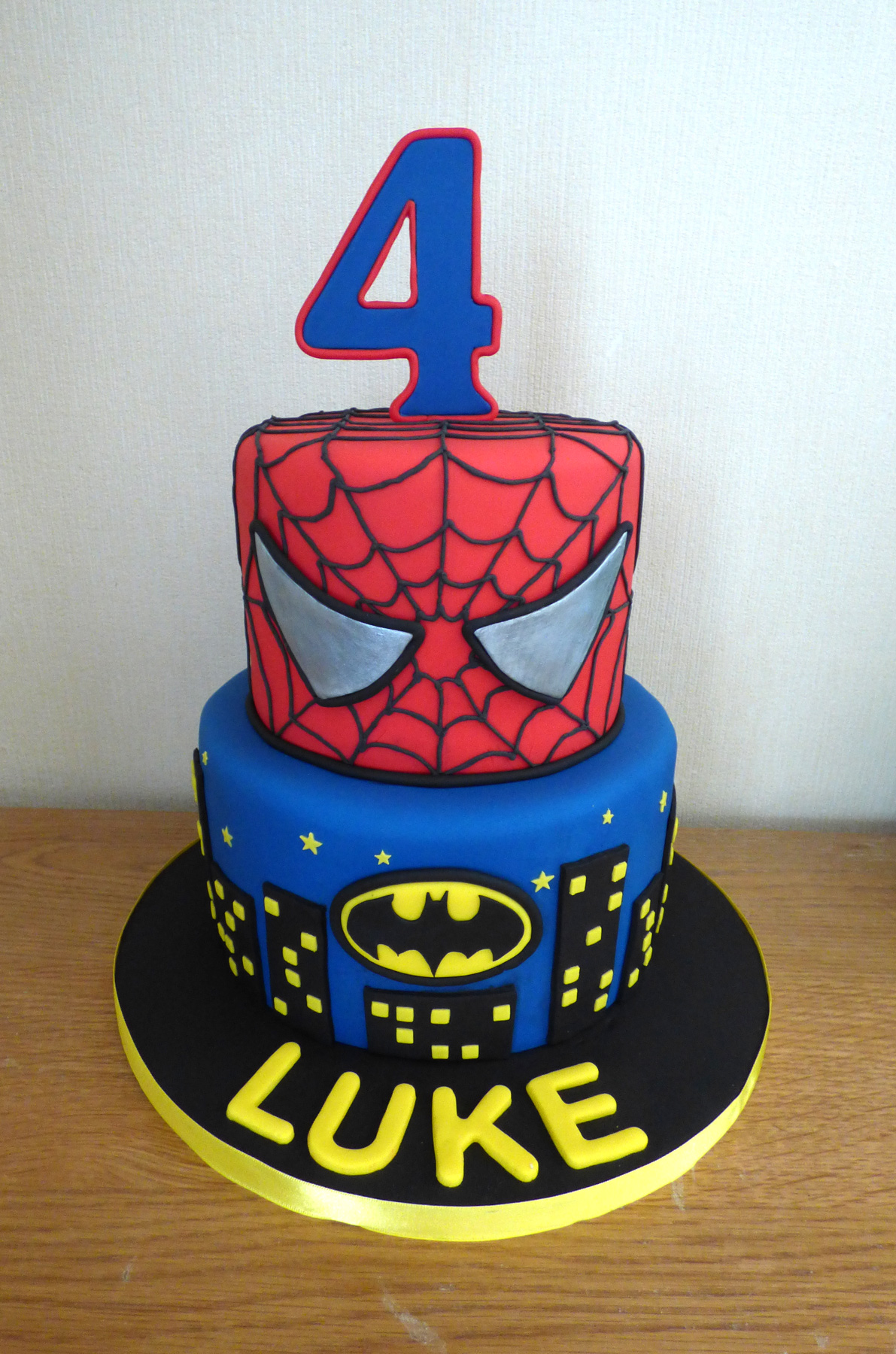 2 Tier Batman and Spiderman Birthday Cake | Susie's Cakes