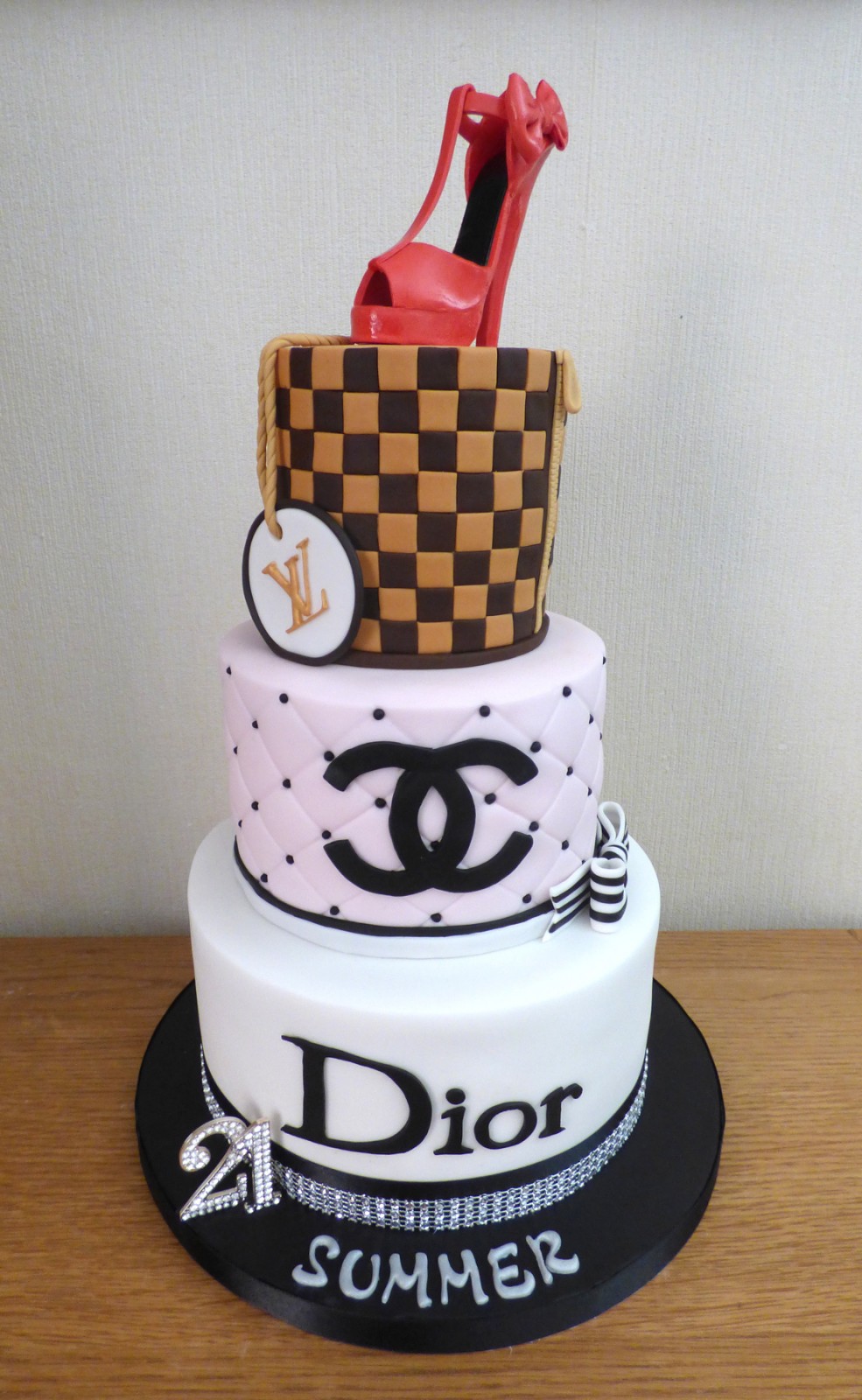 3 Tier Designer Themed Birthday Cake | Susie's Cakes
