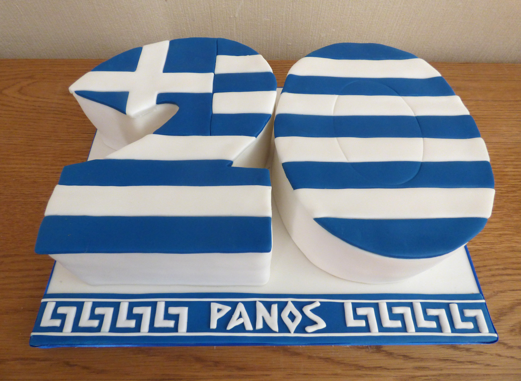 Greek Flag 20th Birthday Cake | Susie's Cakes
