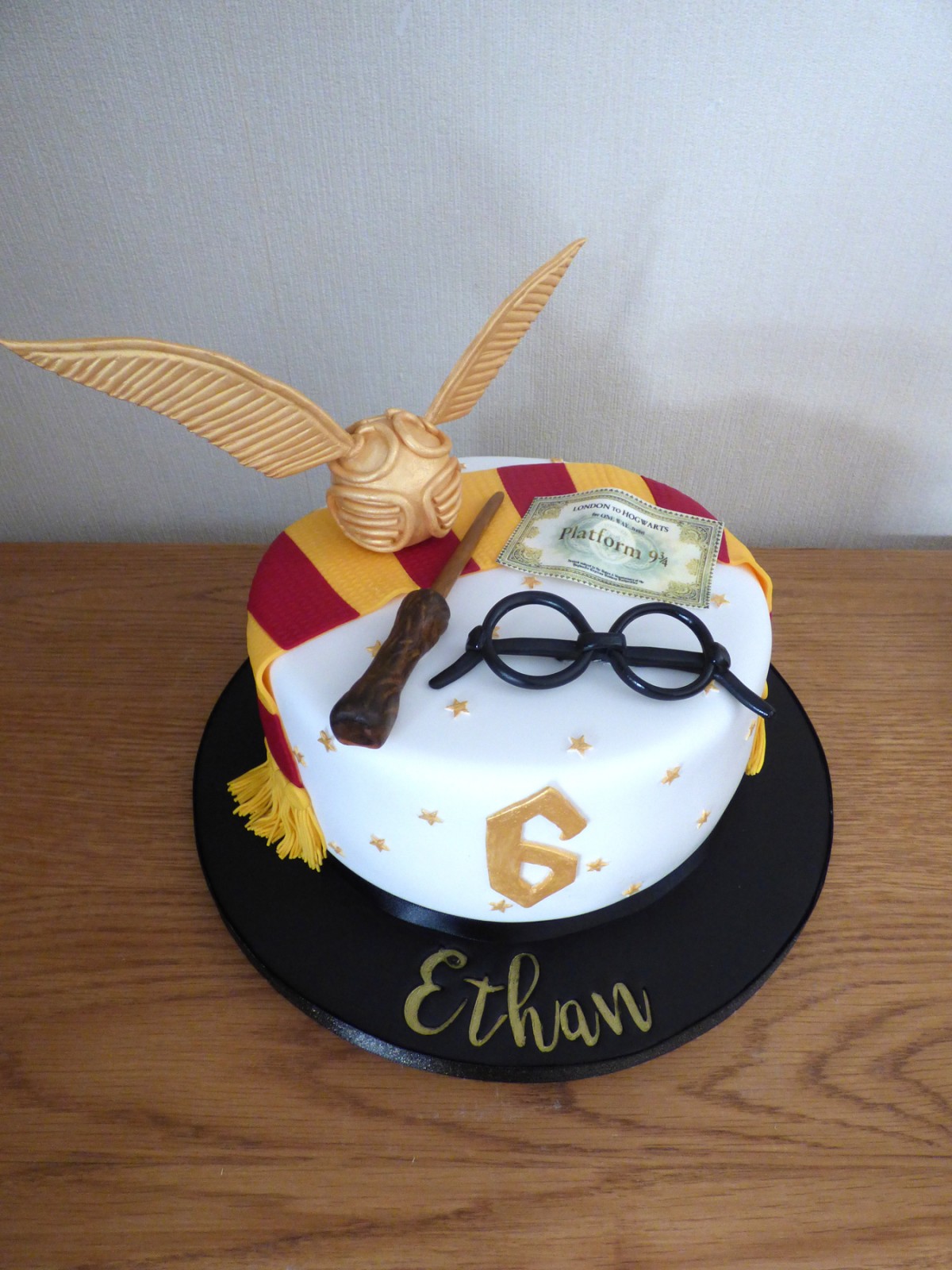 37 Best kids Birthday Cake Ideas : Blue & Gold Harry Potter birthday cake